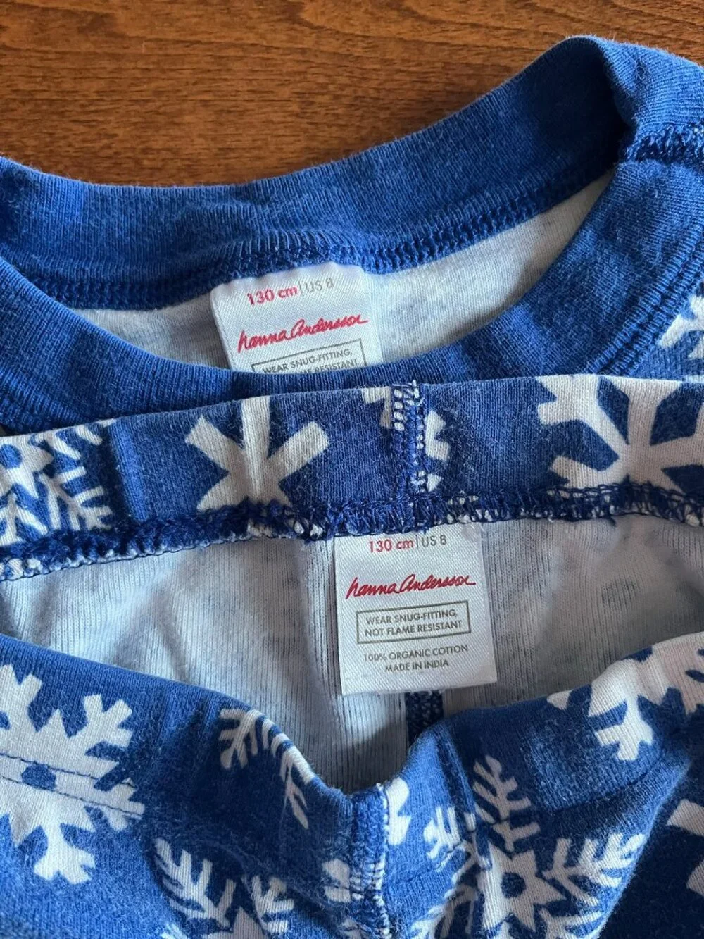 Hanna Andersson blue snowflake pajamas 130